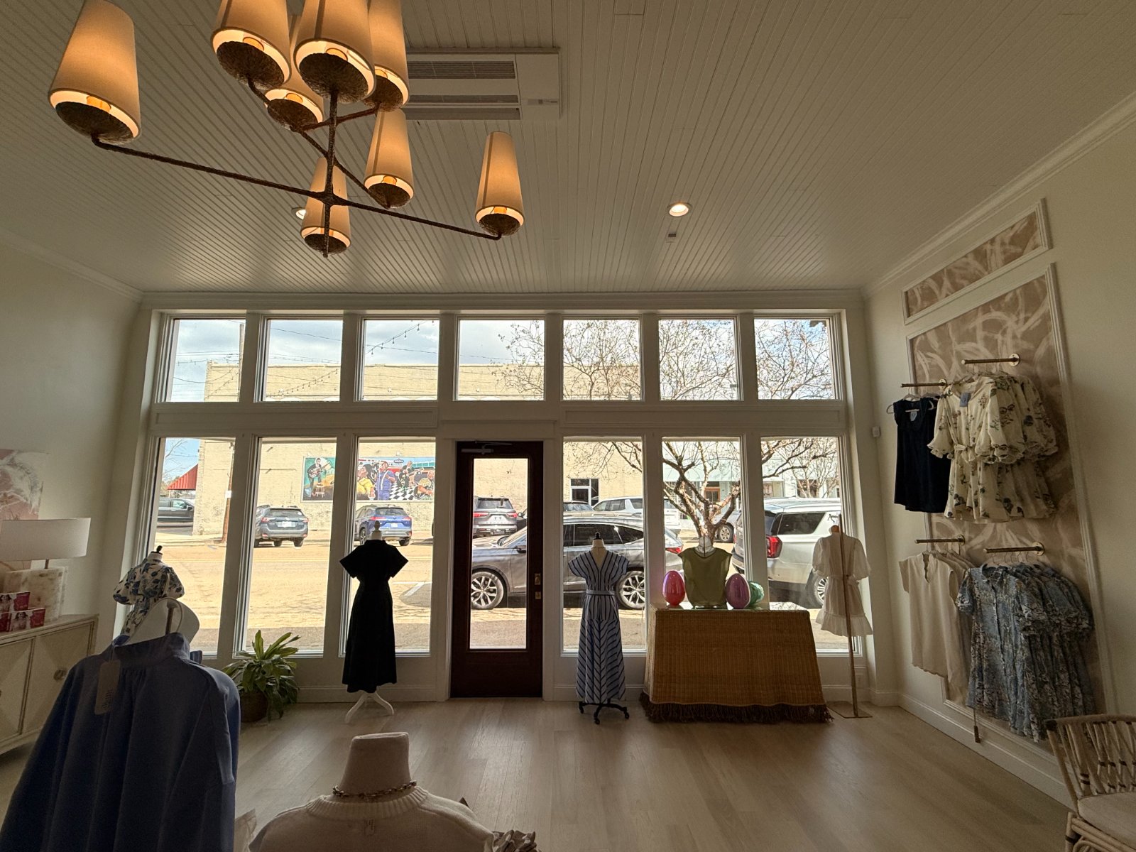 The boutique looking out through the new storefront windows to 3rd Street
